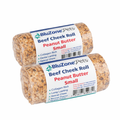 BluZone Pets Peanut Butter Beef Cheek Rolls Small 10 pack — grass-fed collagen-rich slow-baked beef cheek power chews with peanut butter coating for small to medium dogs, natural rawhide alternative